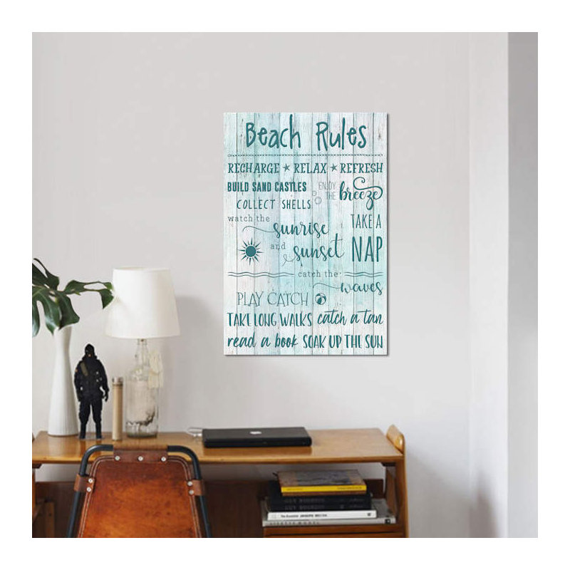 " Beach Rules " by Natalie Carpentieri, 26" H x 18" W x 1.5" D, Wrapped Canvas, No Mat