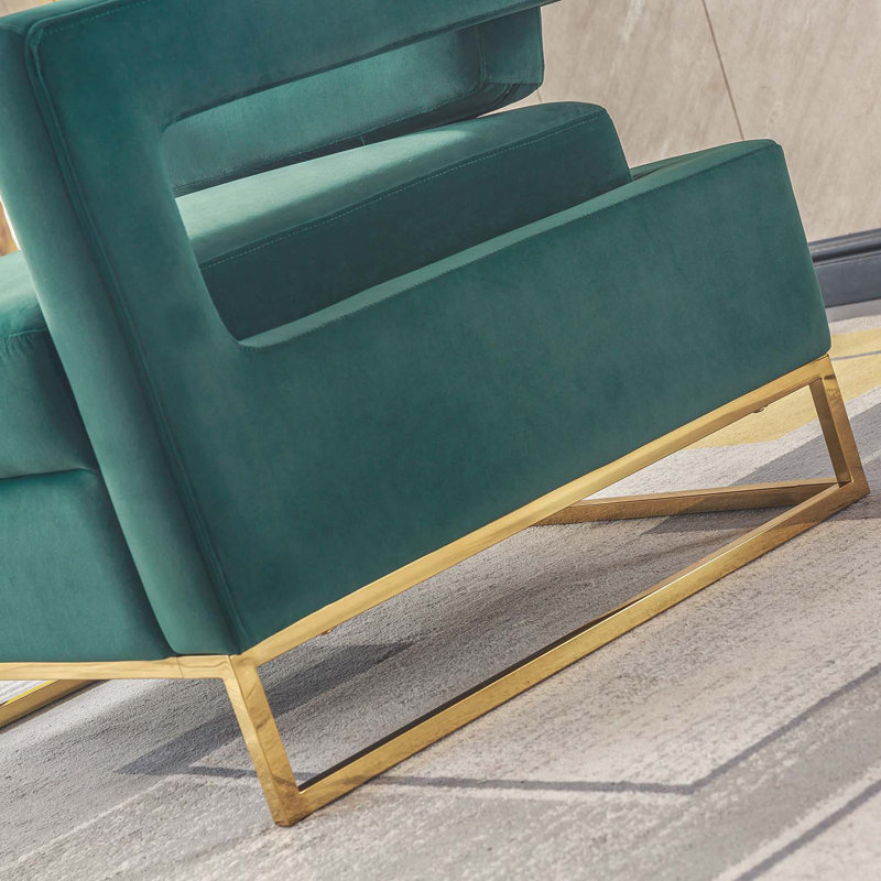 Teagann Upholstered Armchair, Green Velvet