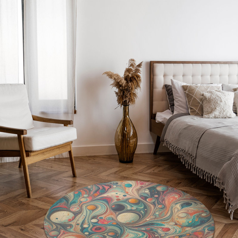 Tapis tressé Marble Vibes, Rond 5 pi