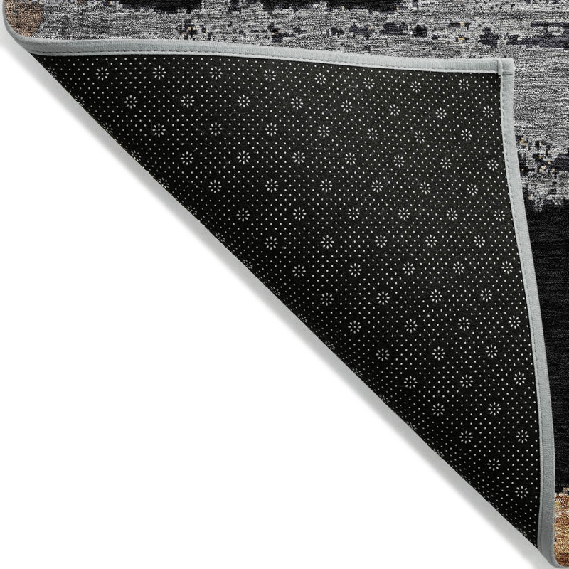 Machine Washable Indoor/Outdoor Cinead ACN1665 Black Rug, Rectangle 9' x 12'