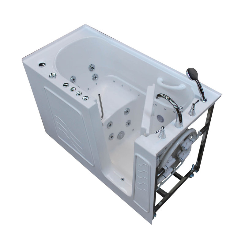 Tucson 60'' x 30'' Fiberglass Bathtub with Faucet, Right, White