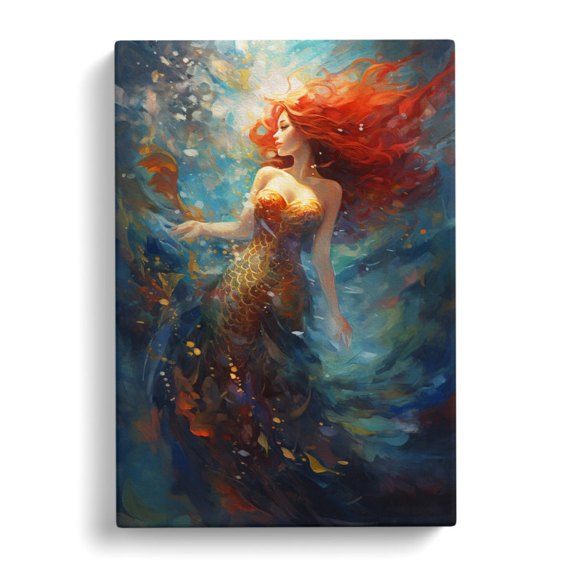 Mermaid Abstract Art No.2 - Wrapped Canvas, 76cm H x 50cm W x 3cm D
