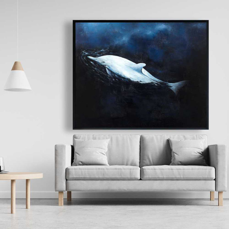 Art sur toile, "Dauphin nageur" | Décoration intérieure