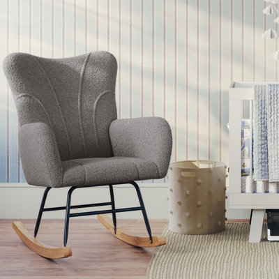 Lavish Home Teddy Upholstered Rocking Chair, Gray