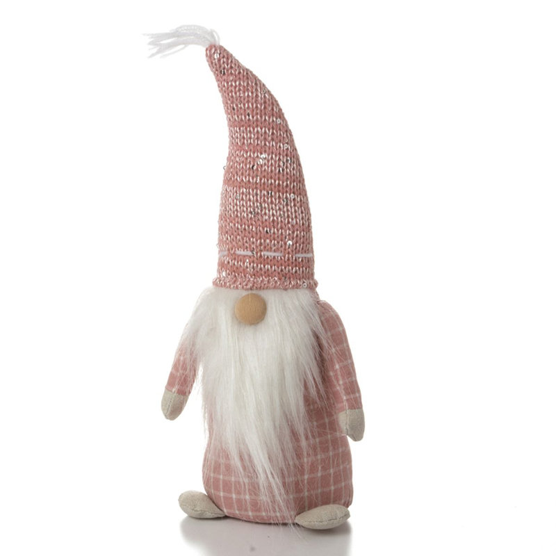 13nn (s) Gnome debout rose et blanc