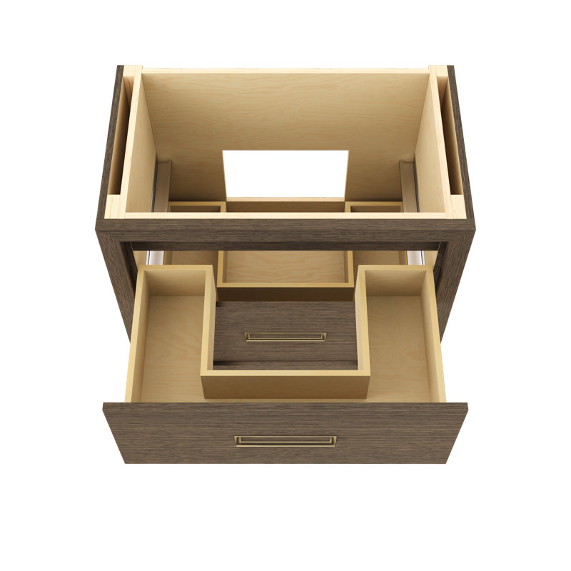 Avalon Two-Drawer Single Bath Vanity, Smoked Modern, Satin Gold, 36"