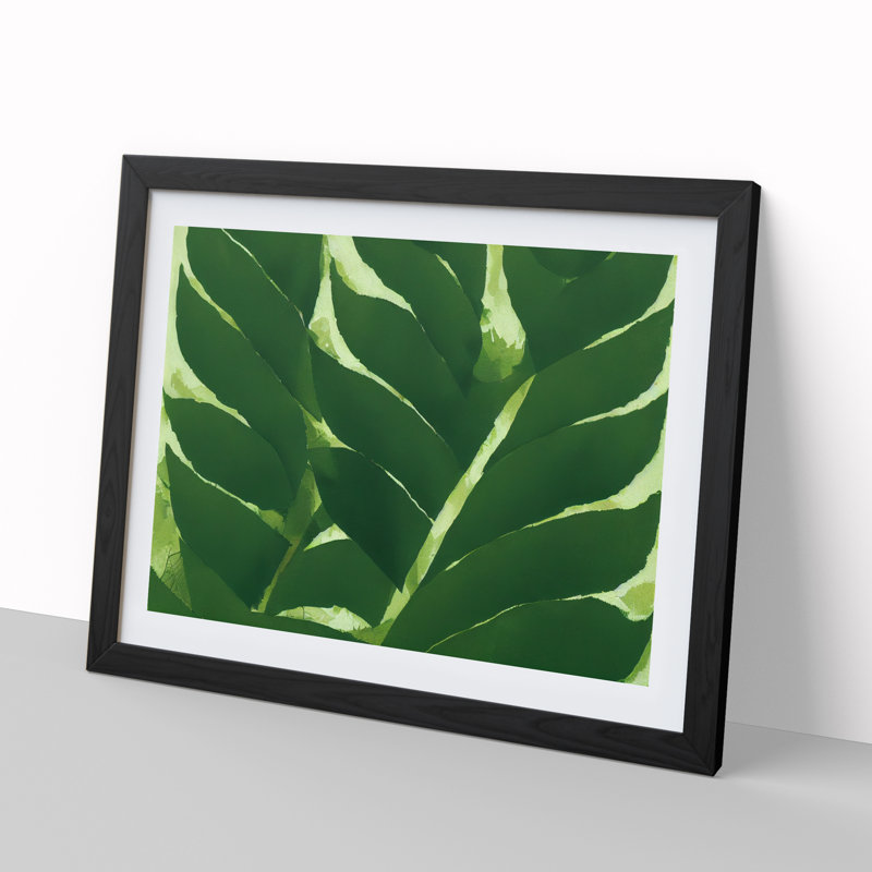 XH1022-7164X Pretty Leaves Vol.2 - Single Picture Frame Print, Black, 46cm H x 64cm W
