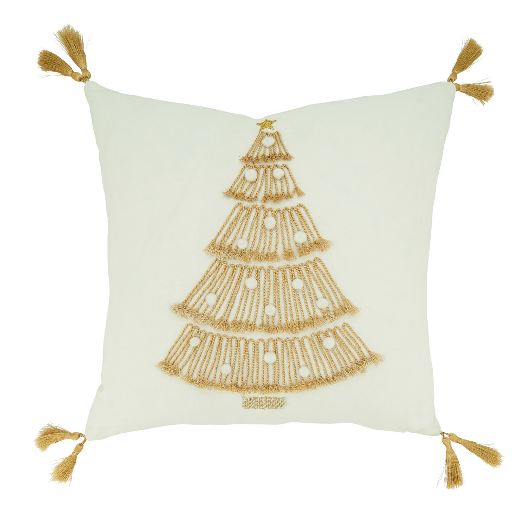 Throw Pillow Cover With Christmas Tree Design Saro
