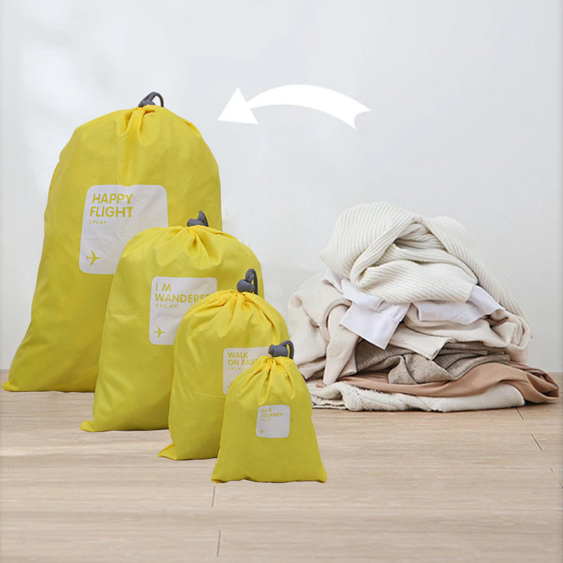 Ensemble de sacs à cordon de voyage - 4 articles parfaits pour organiser les bagages et les raisons d'emballage, Yellow