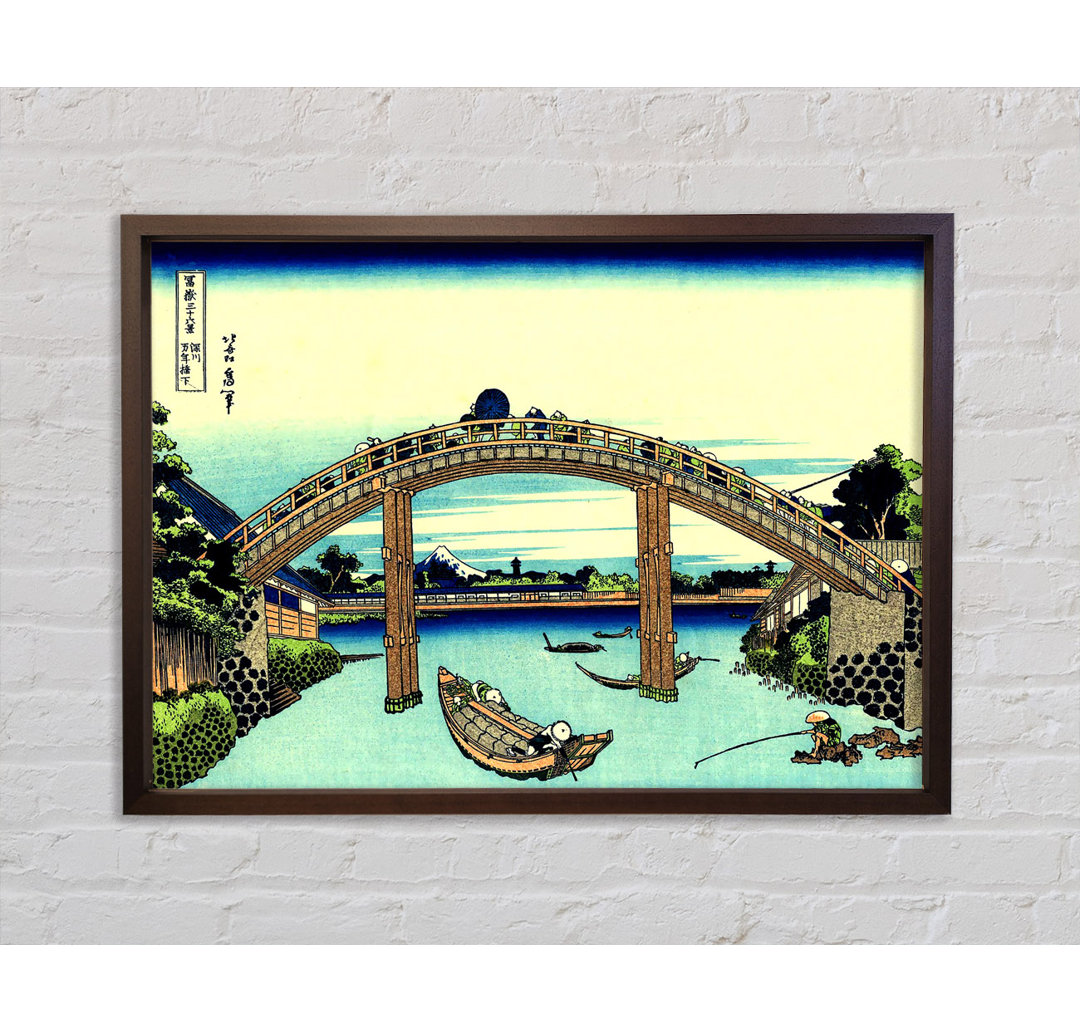 Fuji Seen Through The Mannen Bridge von Katsushika Hokusai - Einzelbildrahmen Kunstdrucke auf Leinwand