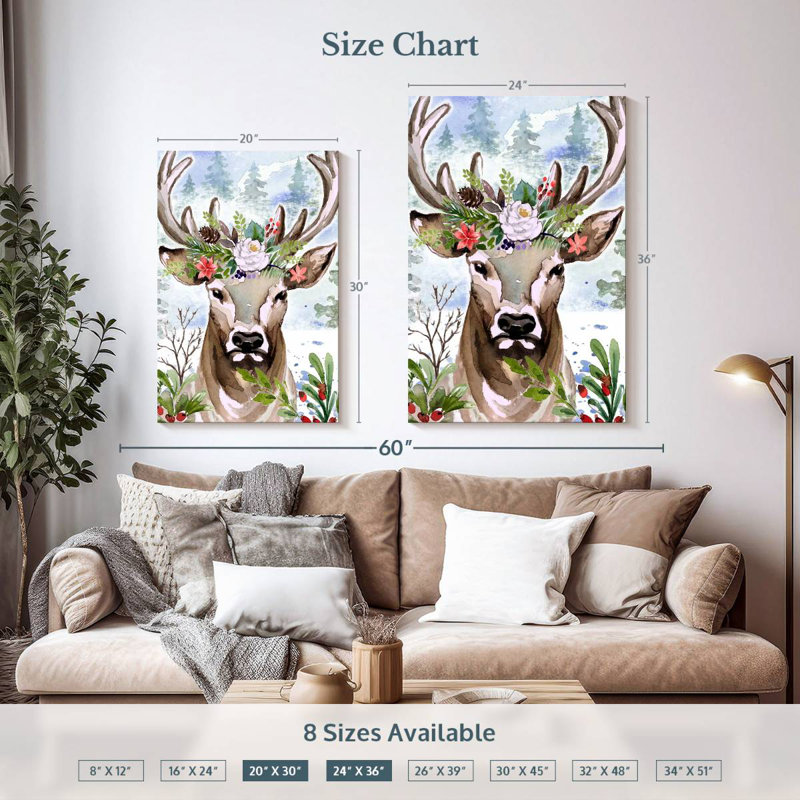 Brampt Woodland Christmas Deer, 36" H x 24" W