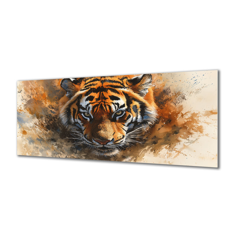 Décoration murale dramatique - Portrait de tigre d'Afrique, faune orange, L 32 po x H 24 po