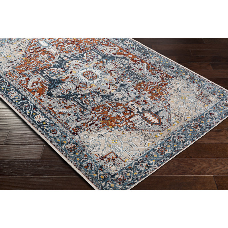 Dickison Washable Oriental Indoor Rug, Round 6'7"