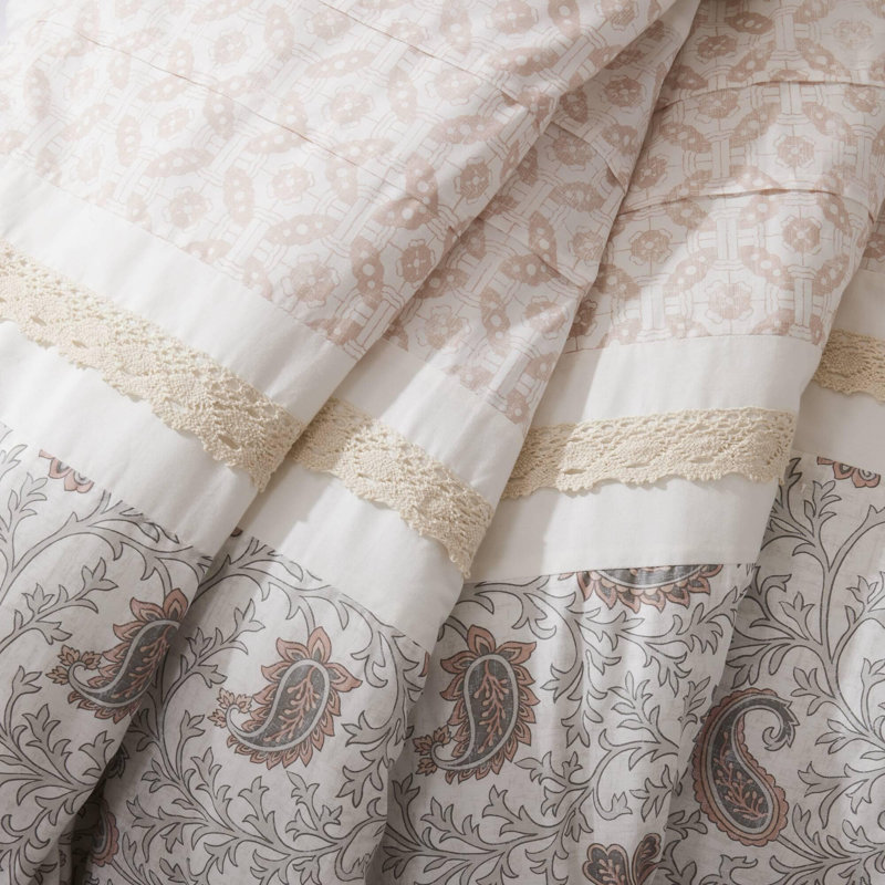 Ensemble d'édredon en coton percale 9 pièces, Grand édredon et 8 pièces supplémentaires, Rosé