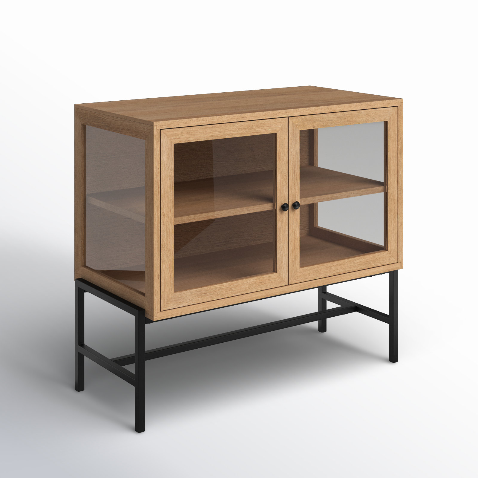Warner Solid Wood Storage Cabinet, Light Brown