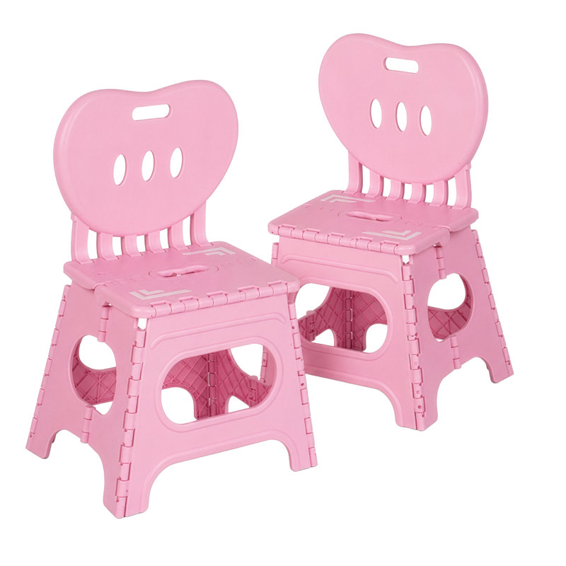 Ensemble de 2 chaises pliantes en plastique rose, pliables et peu encombrantes, idéales pour une utilisation intérieure et extérieure (salle de jeux, cuisine, terrasse, jardin, camping, pique-nique, événements, petits espaces).