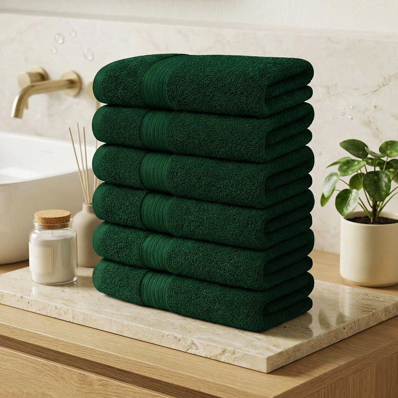 Hand Towels Quick Drying 100% Cotton 600 GSM , Green