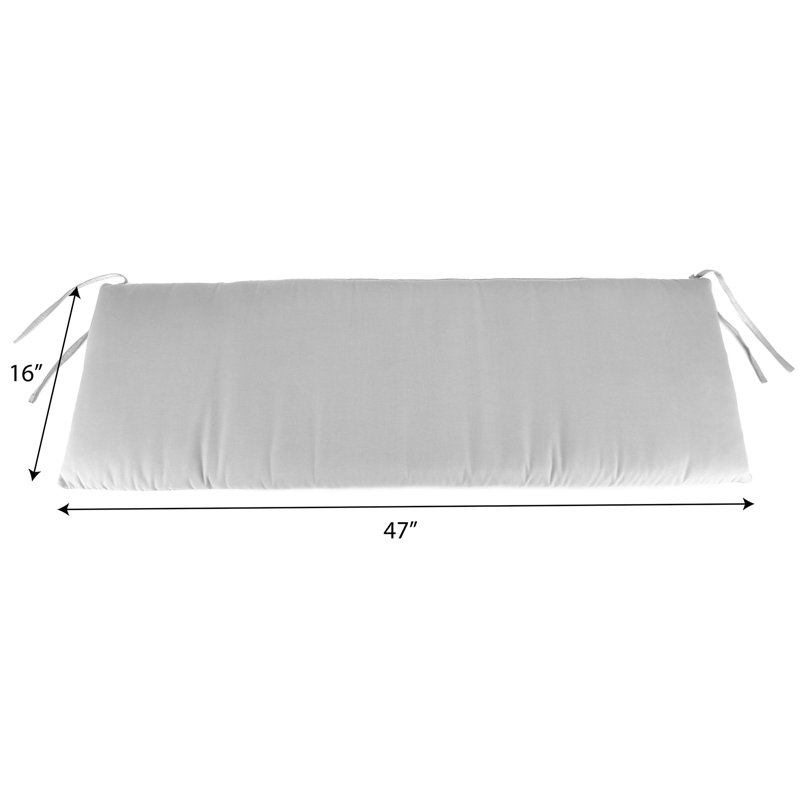 36" x 16" Outdoor Bench Cushion with Ties, Green Beige