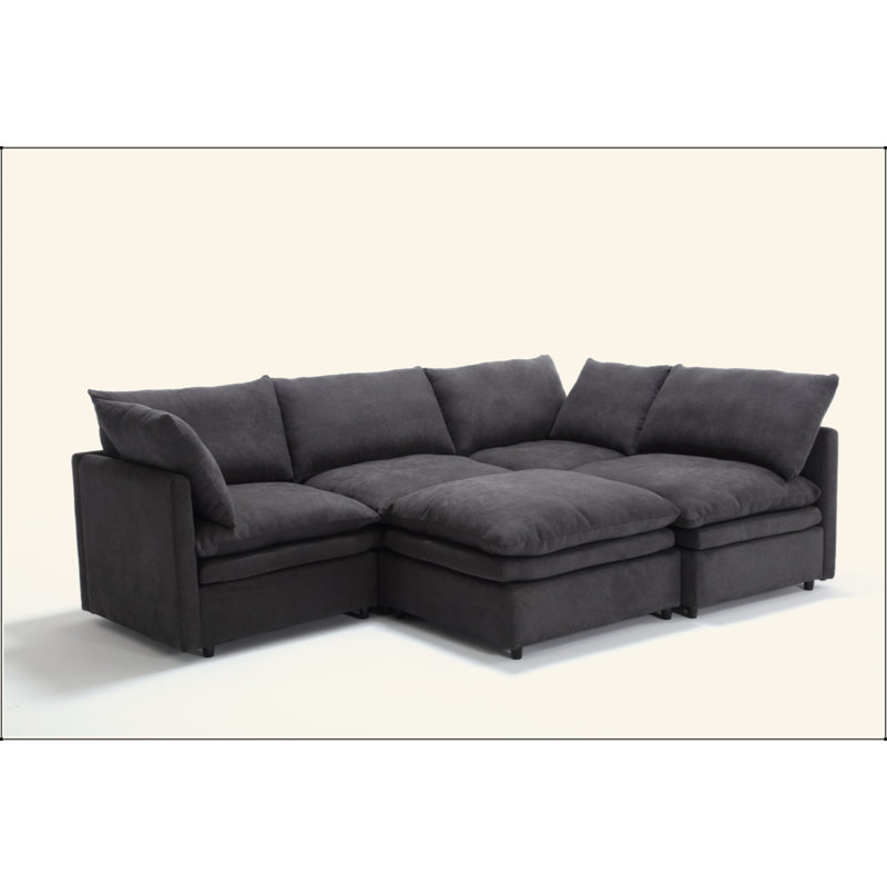 Canapé modulaire moderne en forme de U, canapé 5 places, canapé-lit avec méridienne pour salon, appartement, revêtement, polyester, nouvelle mise à niveau