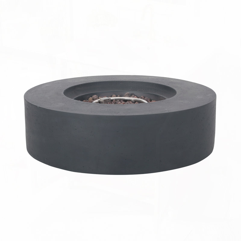 Outdoor 50,000 BTU Round MgO Concrete Propane Fire Pit, Light Gray