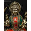 Small Brass Goddess Durga Statue with Inlay Work Hindu Divine Power Lion Ride Décor