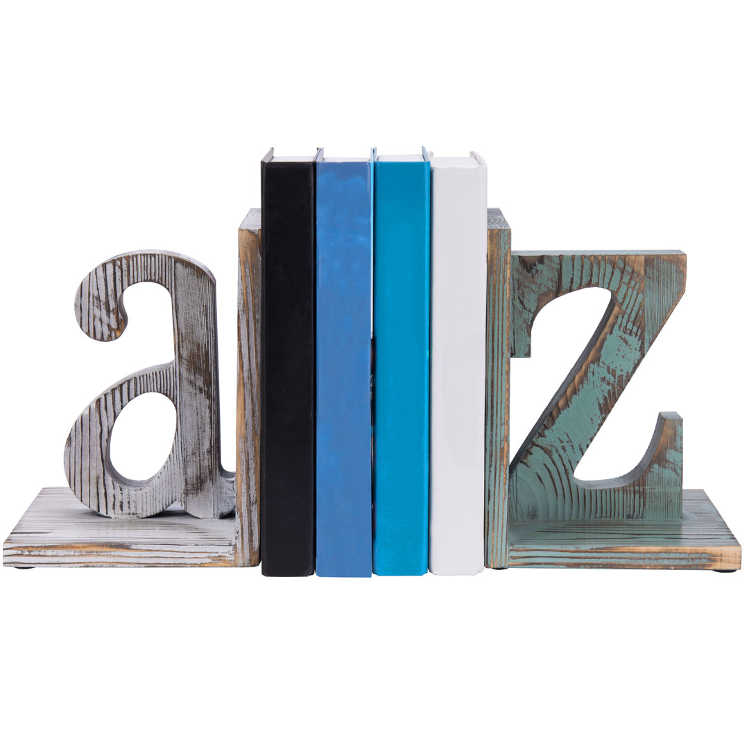Vintage Solid Wood Alphabet Bookends (Set of 2) Gracie Oaks