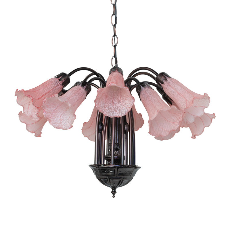 Tiffany 12 - Light Chandelier, Pink