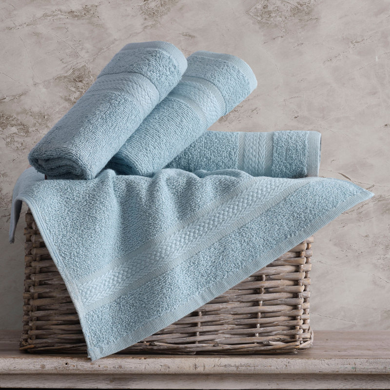 Ensemble de débarbouillettes en coton turc à séchage rapide 4 pièces, débarbouillettes 13 x 13, Bleu