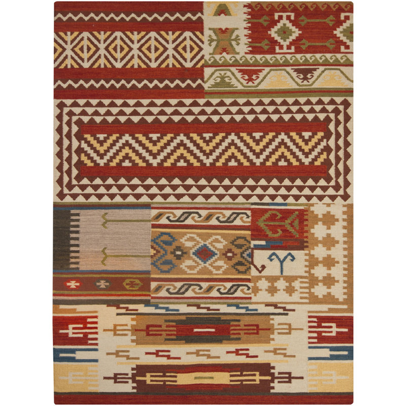 Tapis tissé à la main beige, orange et crème Dupoint Authentic