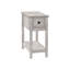 Table d'appoint en placage gris avec tiroir et tablette inférieure spacieuse