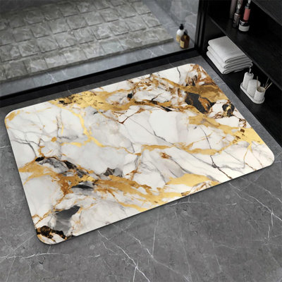 Bath Mat-Bathroom Rug，Abstract Marble Gold-Absorbent Non Slip Quick Dry Stain Resistant Easy to Clean Care Shower Rug for Bathtub Shower Room 16×24Inch (40 * 60cm)