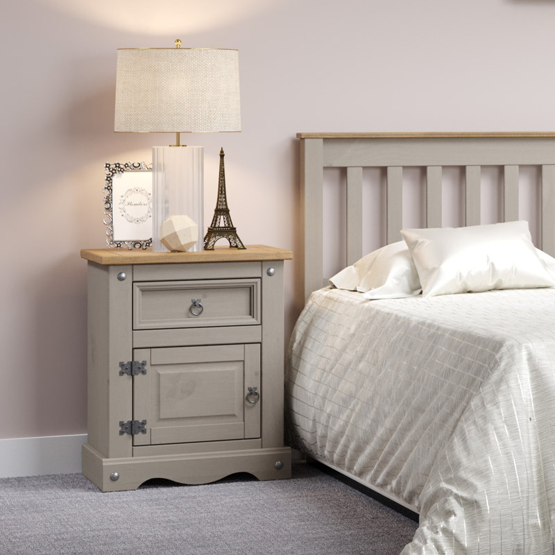 Damien 1 Drawer Bedside Table, Grey