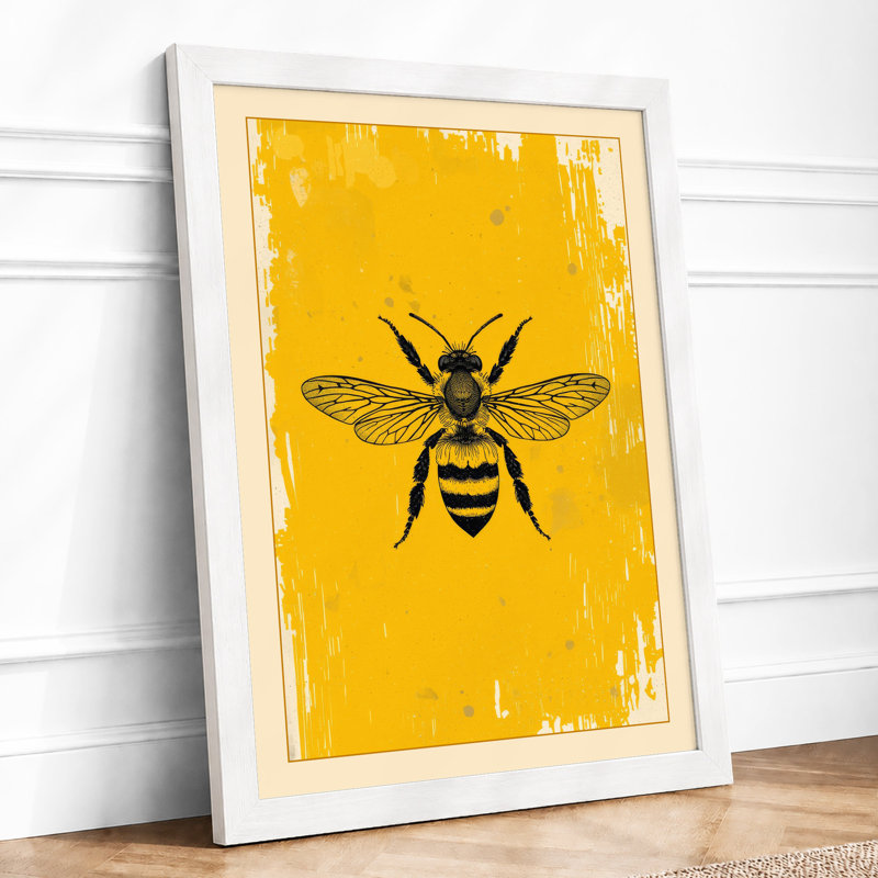 Golden Bee Graphic Art - Framed Print, A1 - 84.1 x 59.4 cm, White