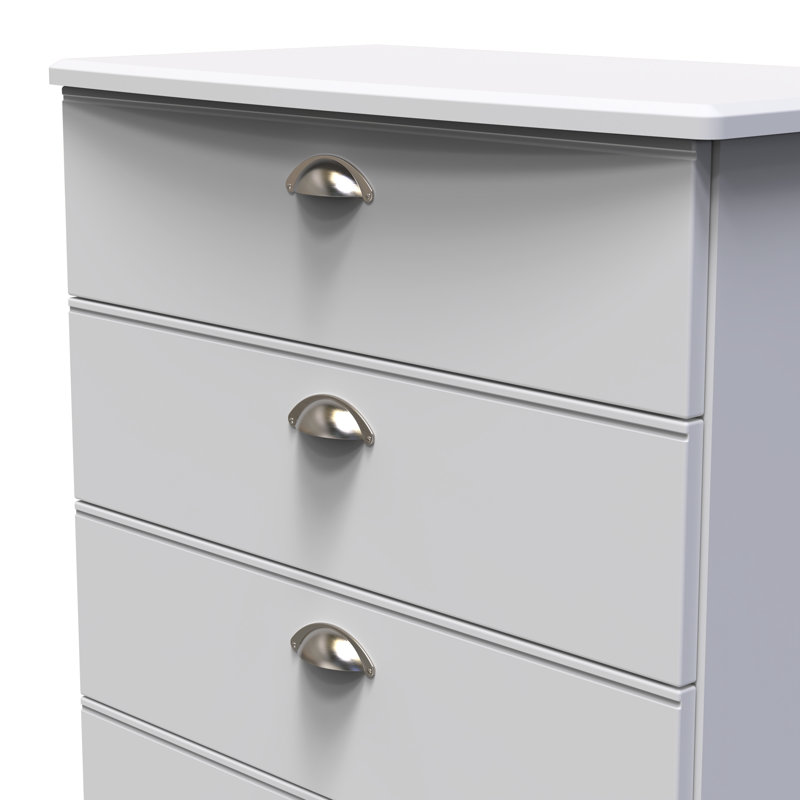 Fully Assembled Murier 5 Drawer Chest, Grey Matt