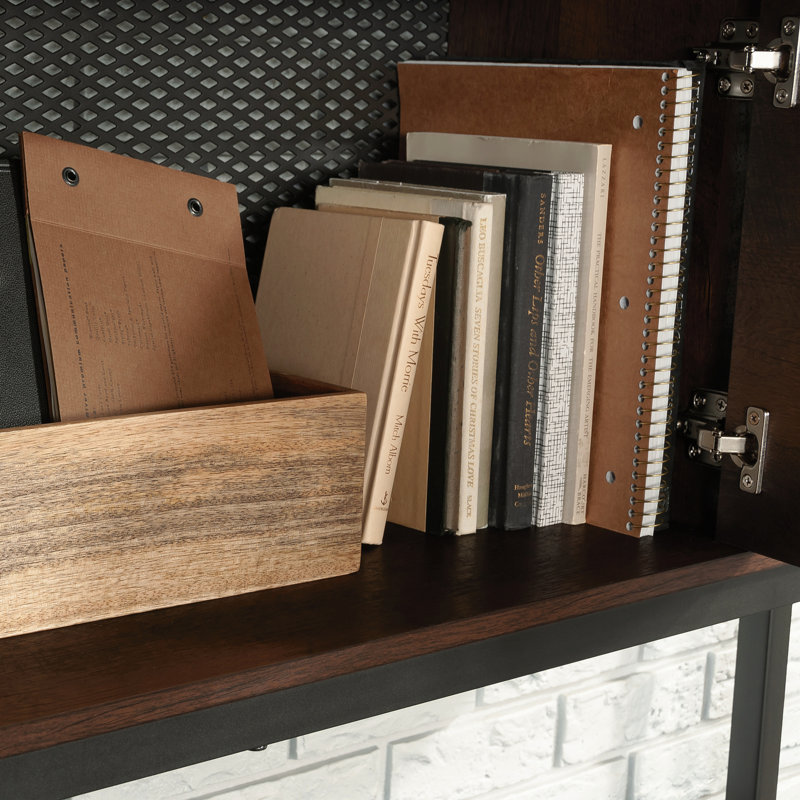 Hutch With Concealed Compartments, Brown Finish