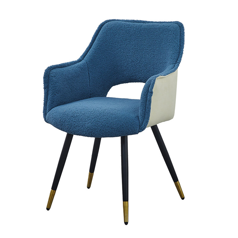 Ensemble de 2 chaises d'appoint en tissu avec pieds en fer et sièges en velours bicolore pour une utilisation polyvalente à la maison