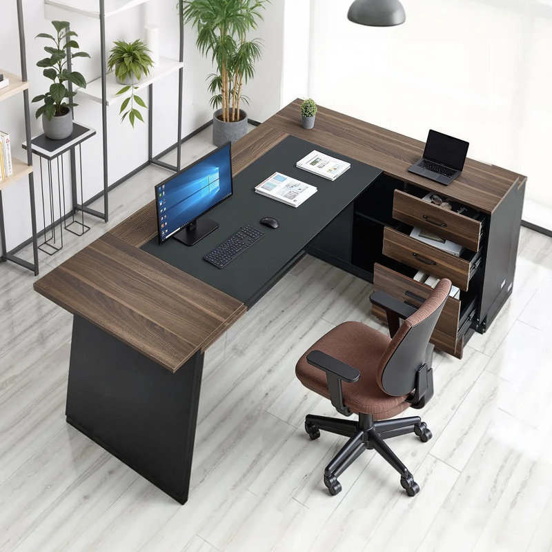 L-Shaped Solid Wood Solid Wood Executive Desk