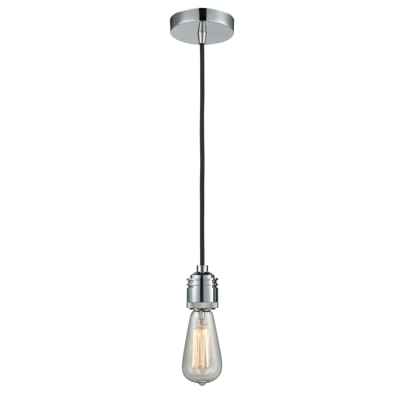 Luminaire suspendu à 1 lumière Cecil, Chrome poli/Noir