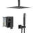 Ceiling Mount 10 Inch Square Dual Shower Head With Matte Black Finish, - Scald Protection, Rainfall Shower, And 360 Adjustable Feature, Rainfall, All Components-126502625