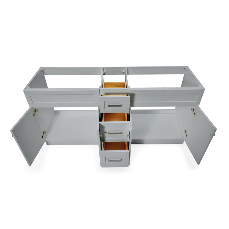 Paulla 72" Double Bathroom Vanity Base Only, Gray