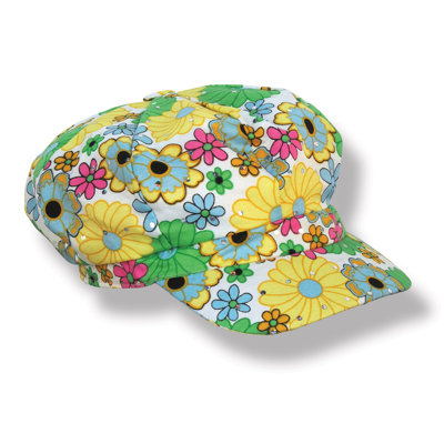Tissu chapeau des années 60 avec imprimé de fleurs
