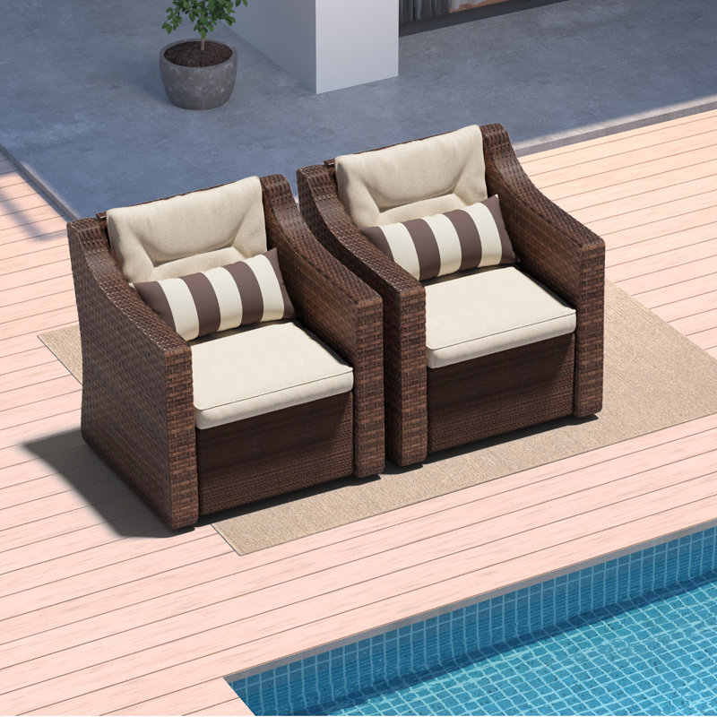 Outdoor Patio Furniture Set, 7/5/4/3/2 Piece Patio Conversation Set Outdoor Furniture Set, Rattan Lounge Chair With Ottoman Footrest, Coffee Table & Cushions For Garden, Patio, Balcony, Deck(Brown/Grey) - Patio Furniture Outdoor