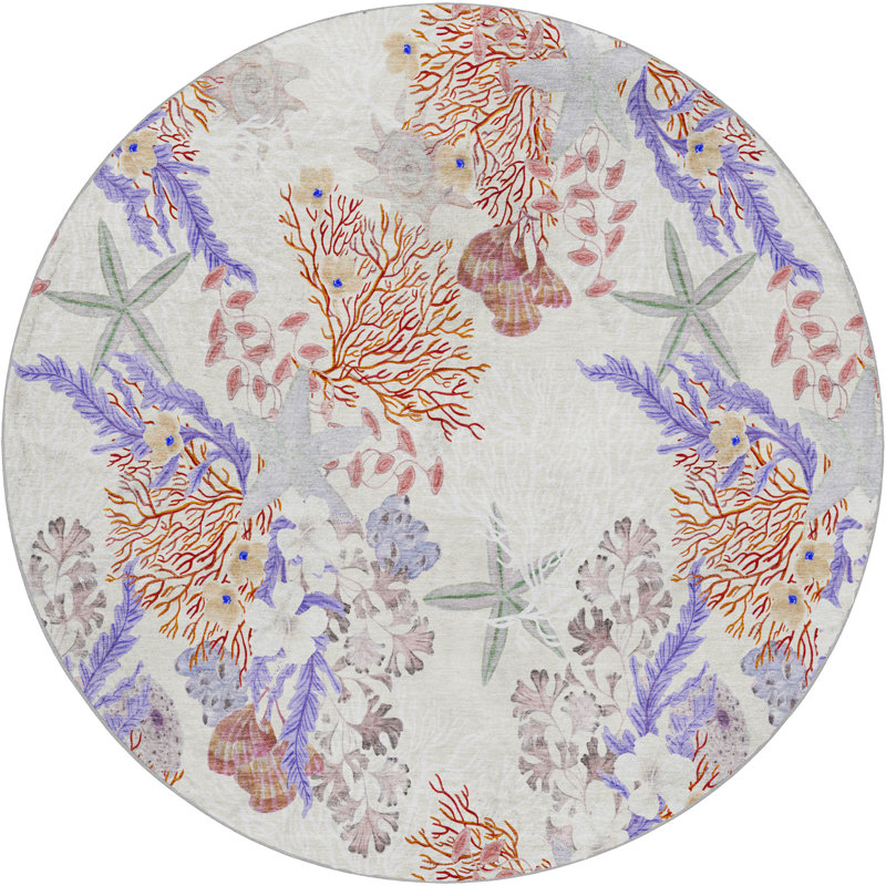 Tapis corail à poils longs de qualité supérieure lavable à la machine ADS180 Dream, Épice, Rond 8 pi