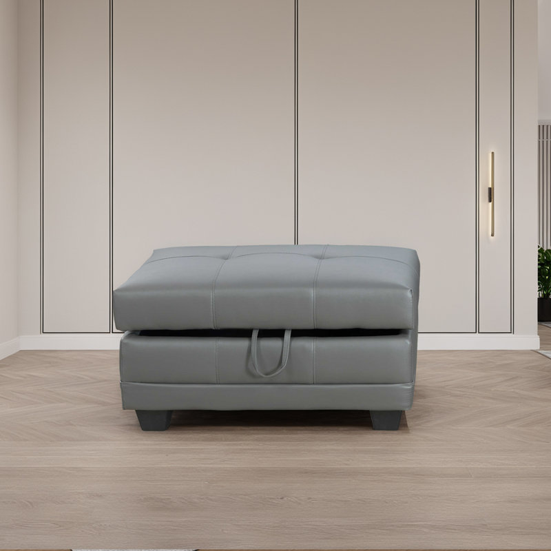 Faux Leather Ottoman, Gray Faux Leather