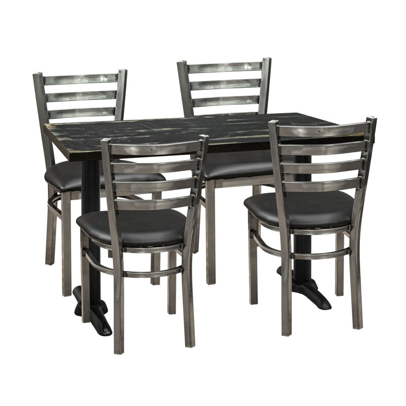 Table rectangulaire L 48 po x l 30 po Jessica, Argent / noir, Noir antique