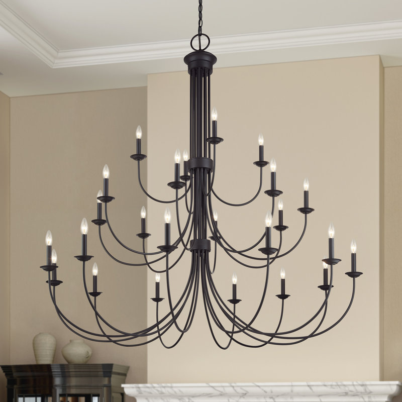 12 Light Bronze Large 2-Tier Chandelier, 24, Bronze