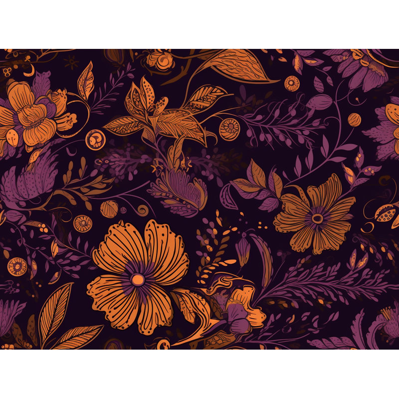 Machine Printed Comforter, Queen Comforter, Brown/Purple Floral
