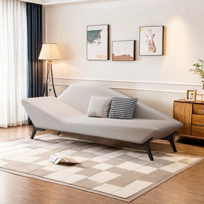 Napa Faux Leather Chaise Longue with Steel Legs