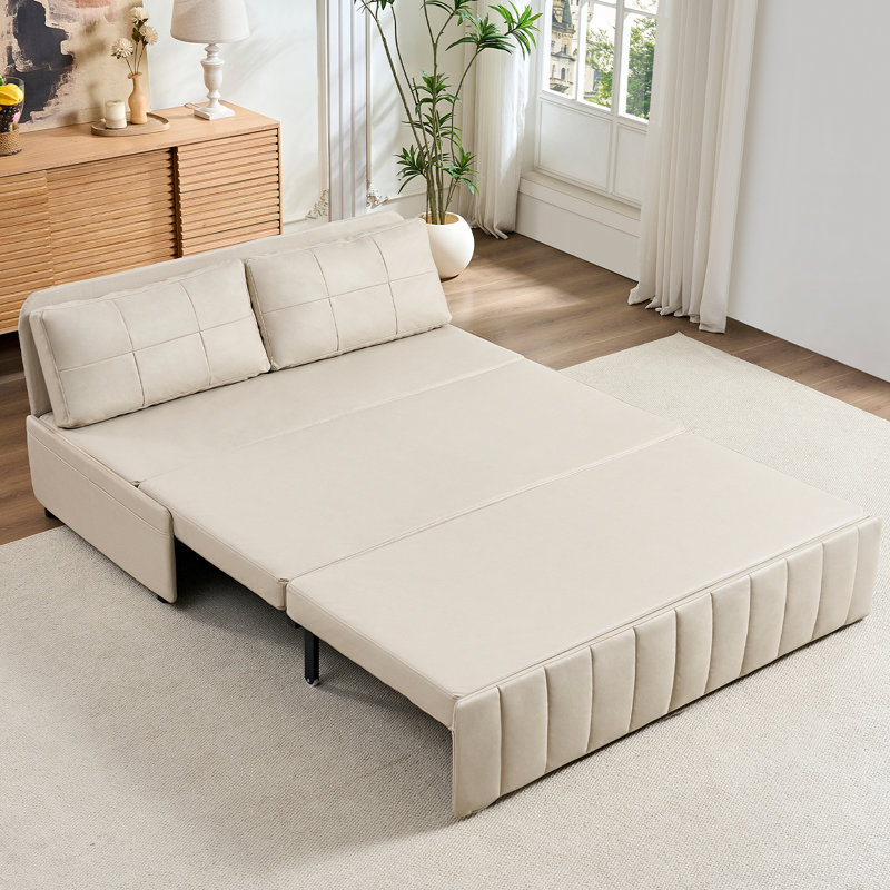 Grand canapé-lit convertible grand, beige, Beige