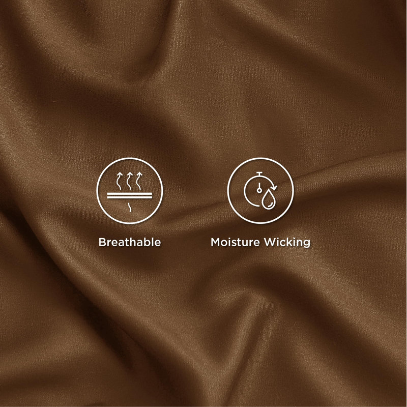 Bedsure Sheet Sets, Cooling Sheets, Rayon Derived from Bamboo, Breathable & Soft, Deep Pocket Up to 16 Inches, Brown